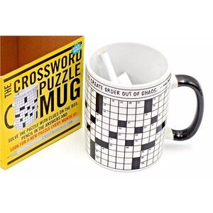 Crossword Puzzle Mug Pencil Coffee Presents of Mind New Gift Prop